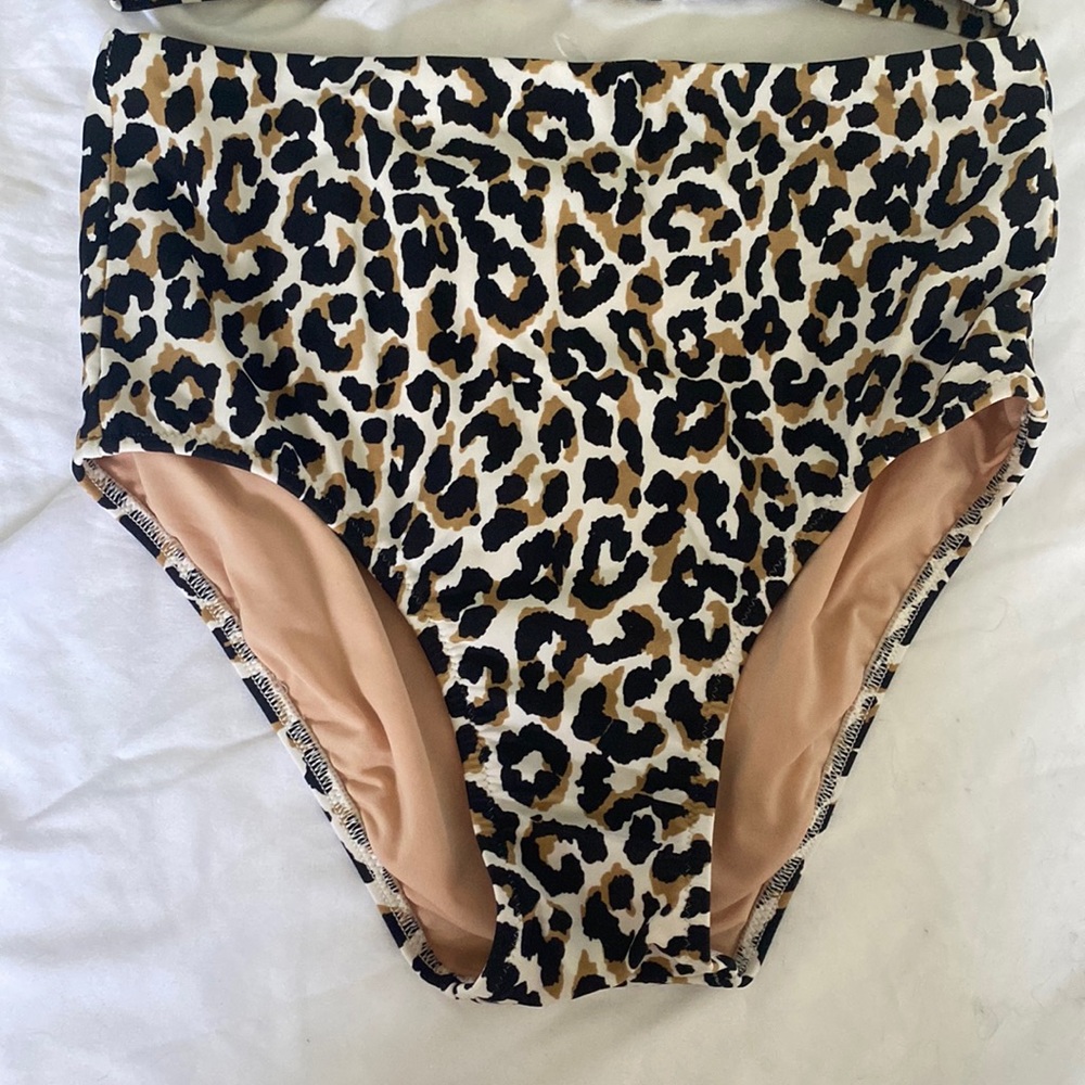 High waisted leopard print swimsuit bottom
